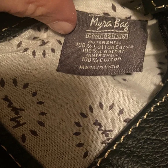 Myra Bag Black and Tan Antiquated Leather & Hairon Snake Print Bag - Picture 12 of 15